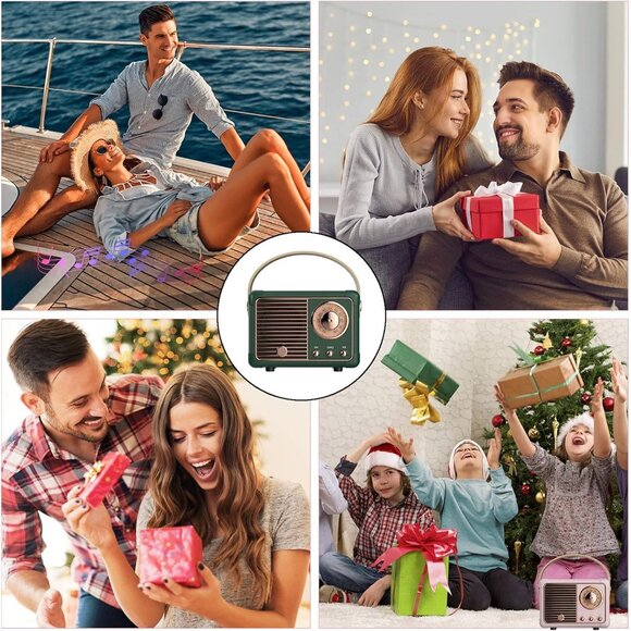 Green Mini Wireless Bluetooth Speaker Cute Old Fashion Style Vintage Decor - Picture 2 of 9